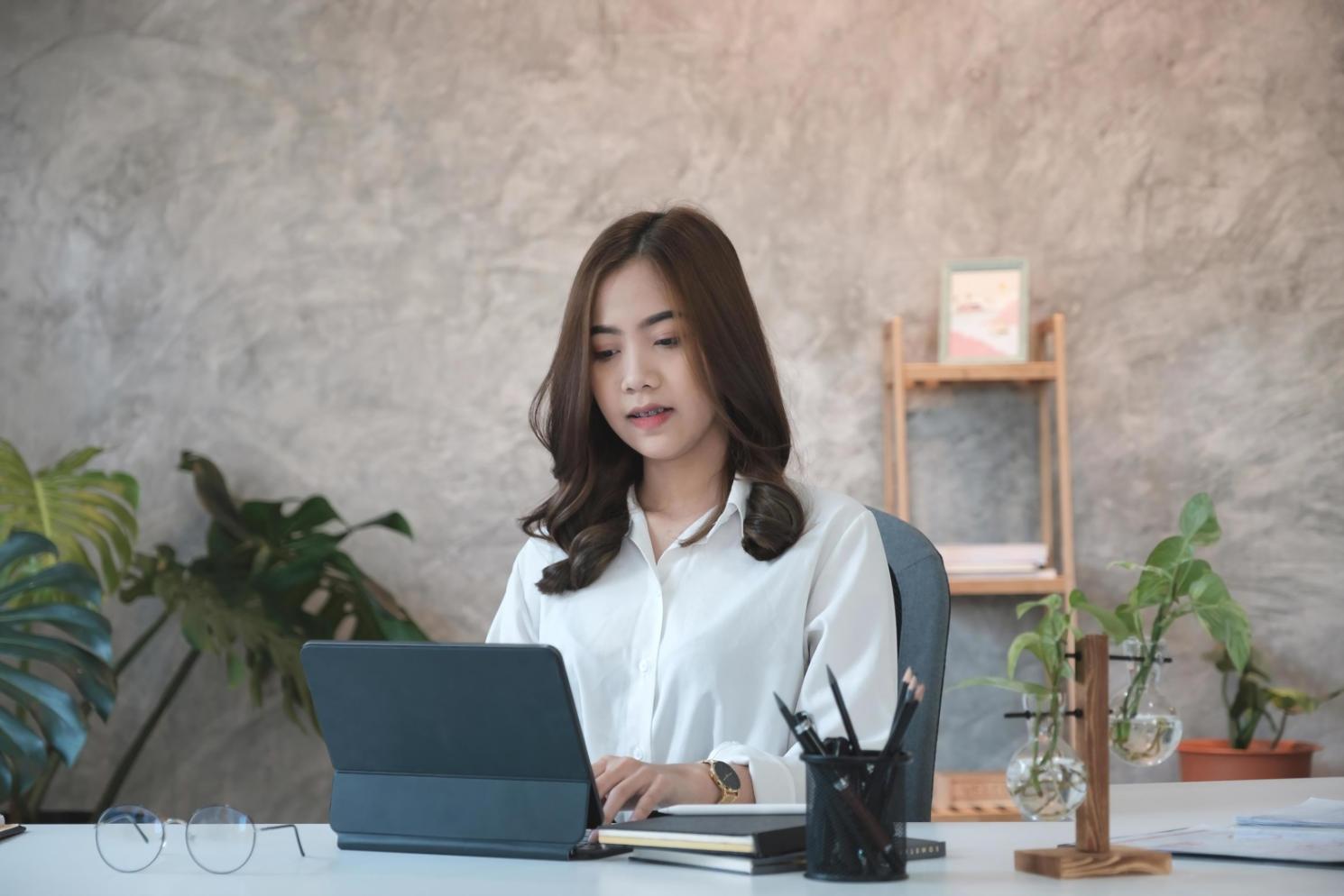 Financial planning workspace with budget software interface